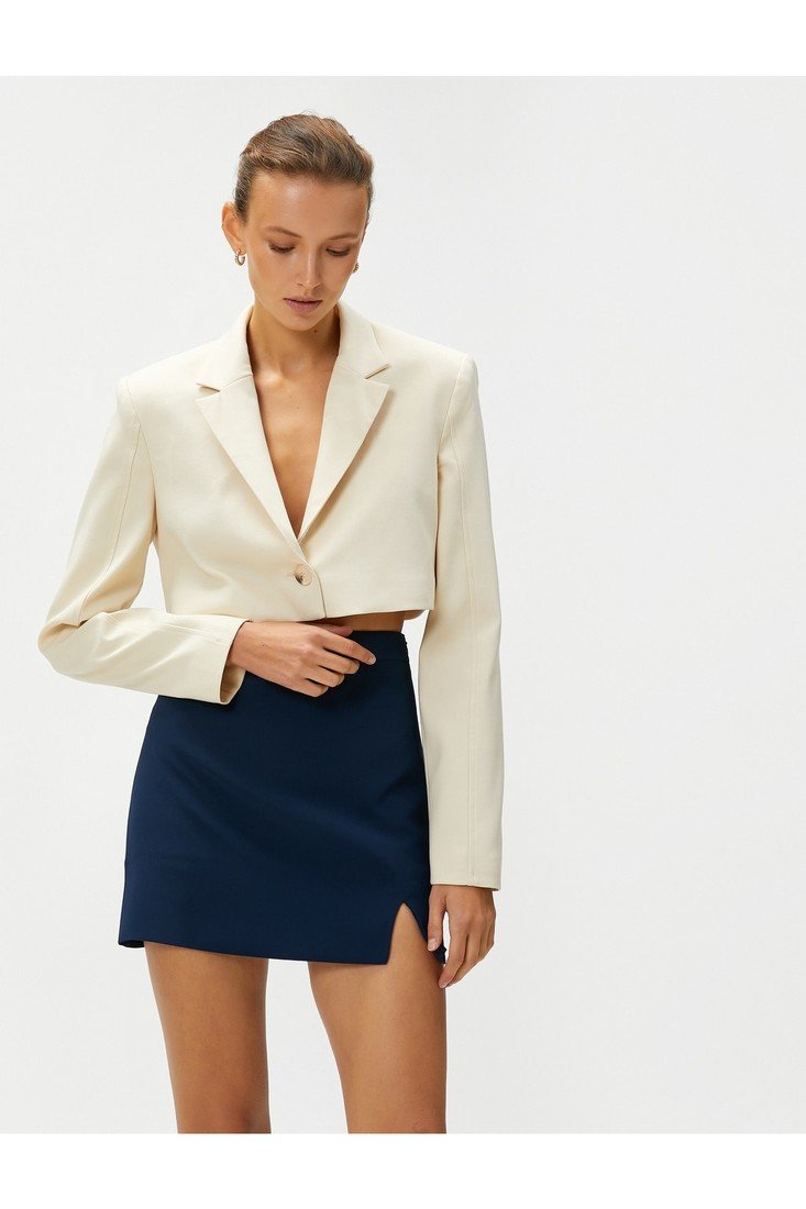 Koton Crop Blazer Jacket Single Button