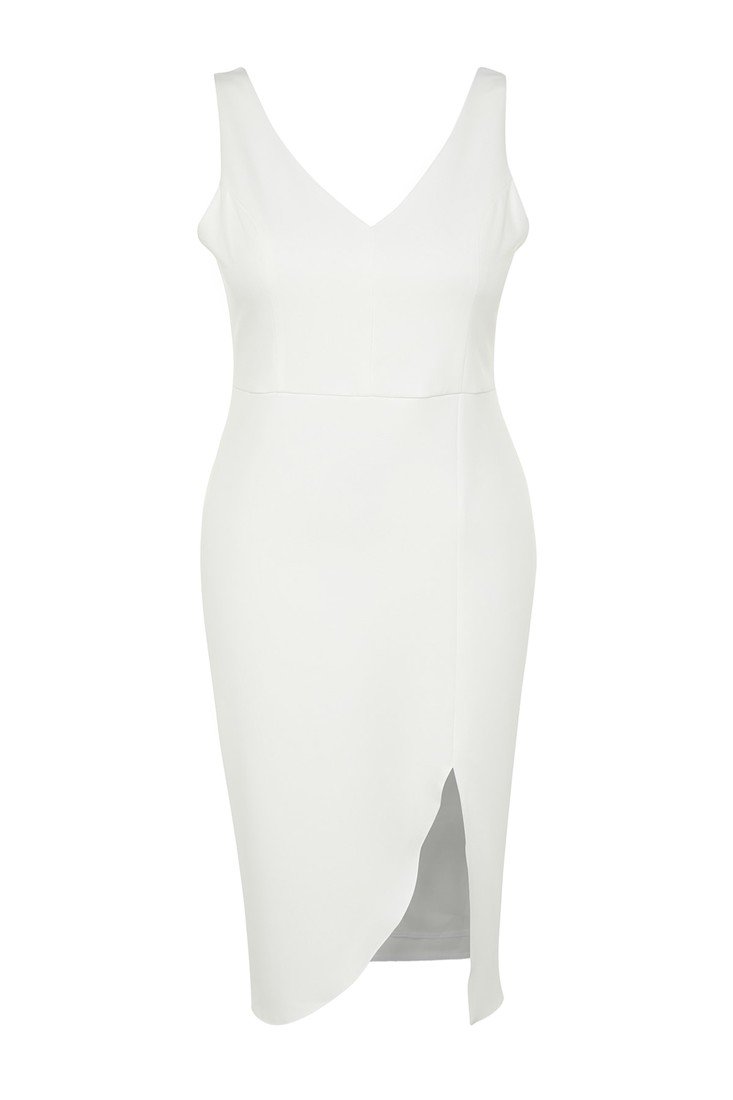 Trendyol Curve Plus Size Dress - White - Bodycon