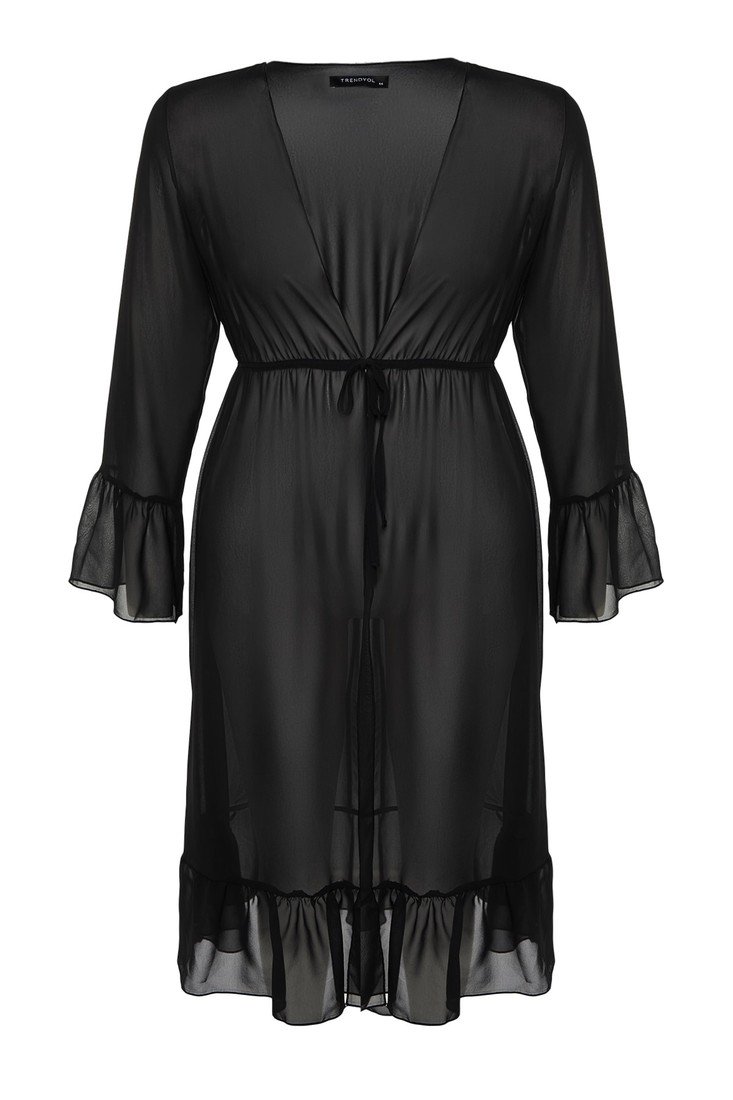 Trendyol Curve Plus Size Kimono & Kaftan - Black - Plain