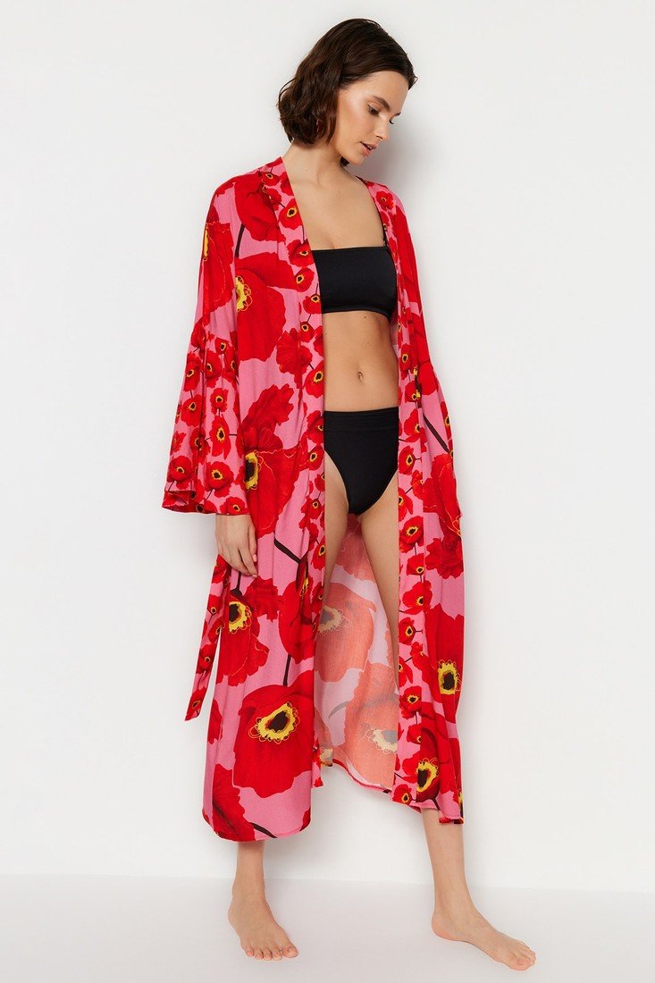 Trendyol Kimono & Caftan - Red - Relaxed fit