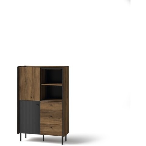 DOLMAR Regál PARKER 4, ořech / san sebastian / černý mat 88,2x140,1x40 ořech / san sebastian / černý mat