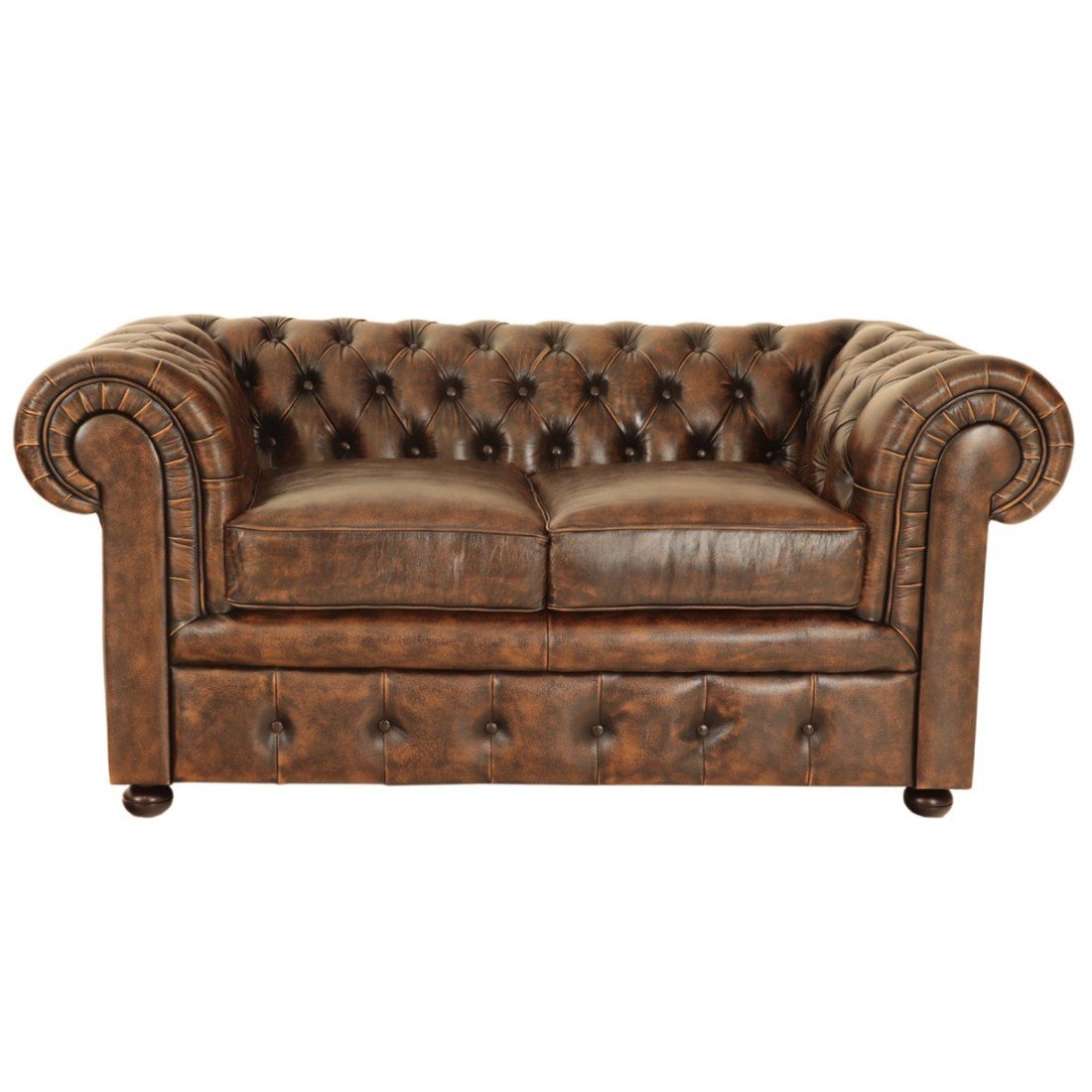 indickynabytek.cz - Pohovka dvoumístná Chesterfield Comfort z pravé hovězí kůže Whisky