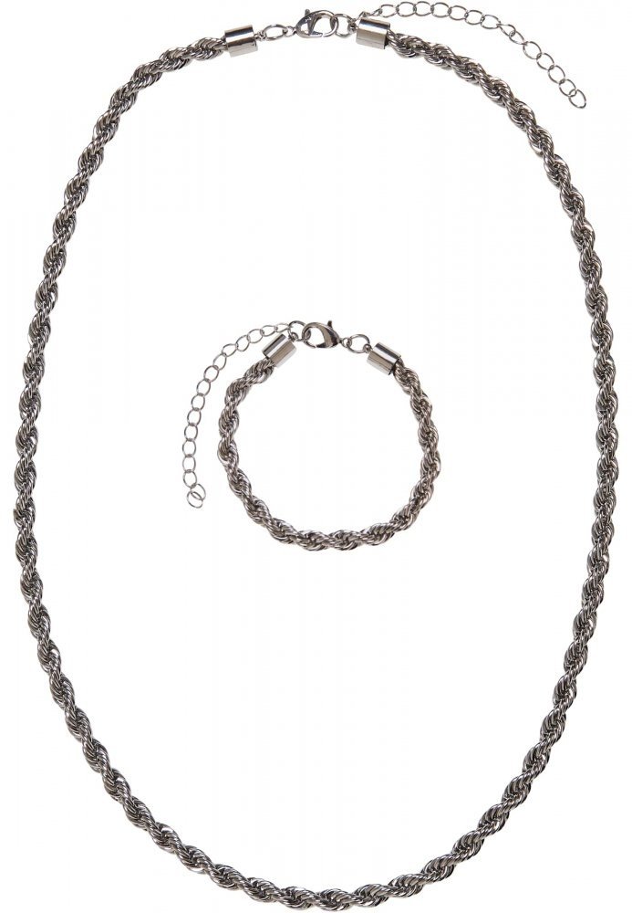 Charon Intertwine Necklace And Bracelet Set - silver