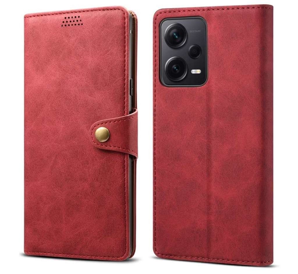 Lenuo Leather flipové pouzdro pro Xiaomi Redmi Note 12 Pro 5G, červená