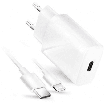 Nabíječka cestovní Forcell USB-C (PD), 20W, QC 4.0, Lightning kabel, bílá FORCELL 451229 5903396072451