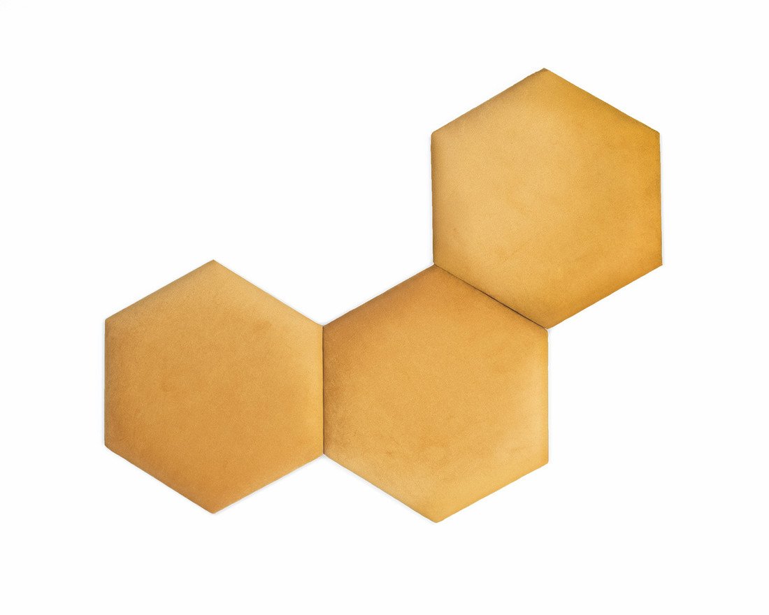 Čalouněný panel Hexagon - medový Heksagon Trinity Amber S