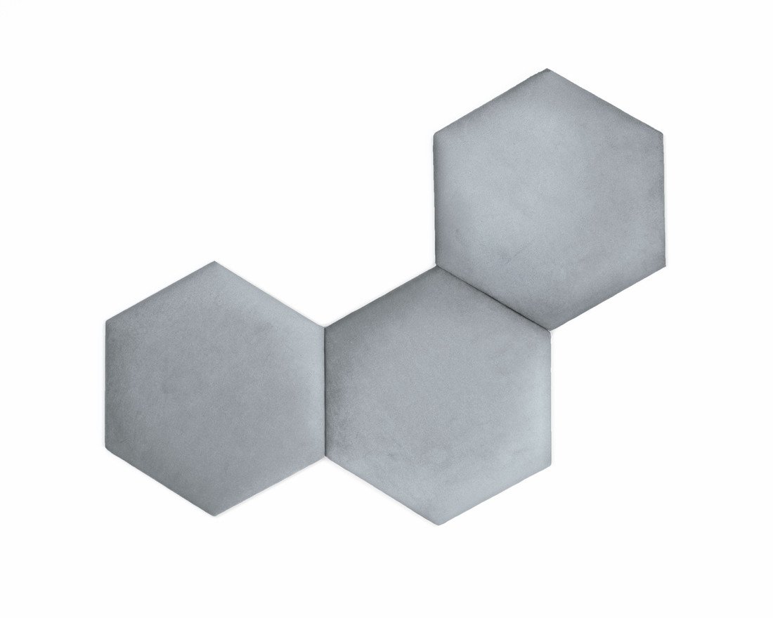 Čalouněný panel Hexagon - šedý  Heksagon Trinity Ash S