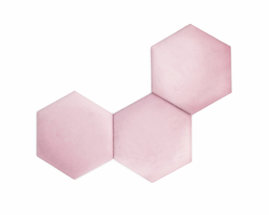 Čalouněný panel Hexagon - pudrově růžový Heksagon Trinity Rose S