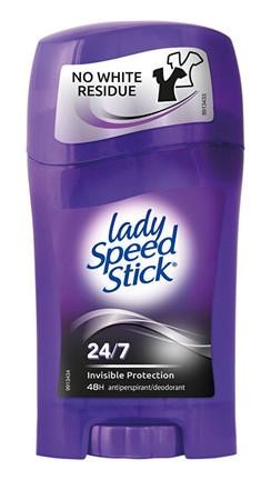 Lady Speed Stick Tuhý antiperspirant pro celodenní ochranu proti pocení 24/7 Invisible (Wetness & Odor Protection) 45 g
