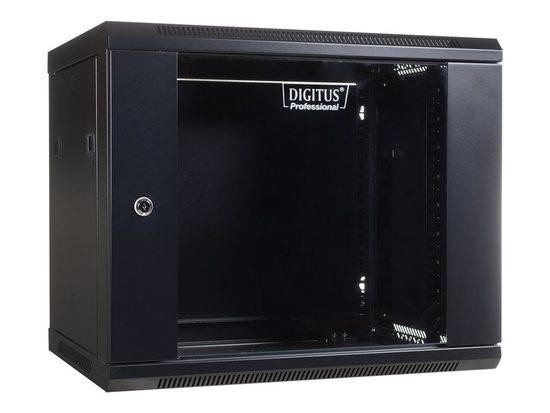 DIGITUS DN-WU19 09U/450/B DIGITUS Wall Mount Cabinet 19 09U 635/600/450mm, glass door, black, unmounted, DN-WU19 09U/450/B