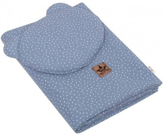 Mušelinová sada DOTS Teddy 30x35cm, 70x100cm, 2D, Baby Nellys, jeans