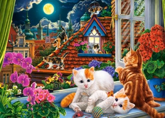CASTORLAND Puzzle Koťata na střeše 180 dílků