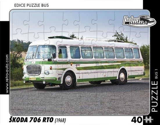 RETRO-AUTA Puzzle BUS č.1 Škoda 706 RTO (1968) 40 dílků