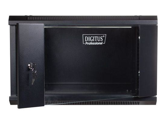 DIGITUS DN-WU19 04U/450/B DIGITUS Wall Mount Cabinet 19 4U 279/600/450mm, glass door, black, unmounted, DN-WU19 04U/450/B