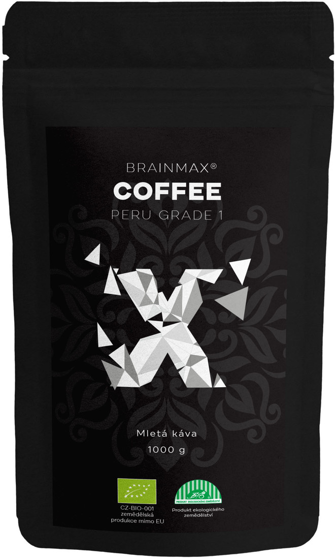 BrainMax Coffee Káva Peru Grade 1, mletá, BIO, 1000 g