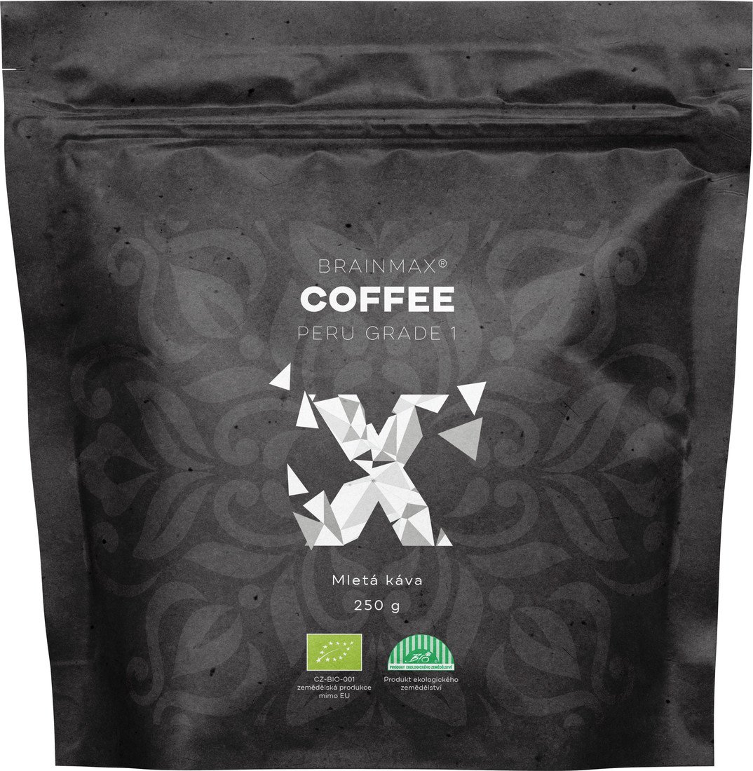 BrainMax Coffee Káva Peru Grade 1, mletá, BIO, 250 g