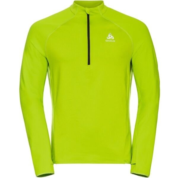 Odlo M ZEROWEIGHT MID LAYER 1/2 ZIP Pánská běžecká mikina, reflexní neon, velikost XL