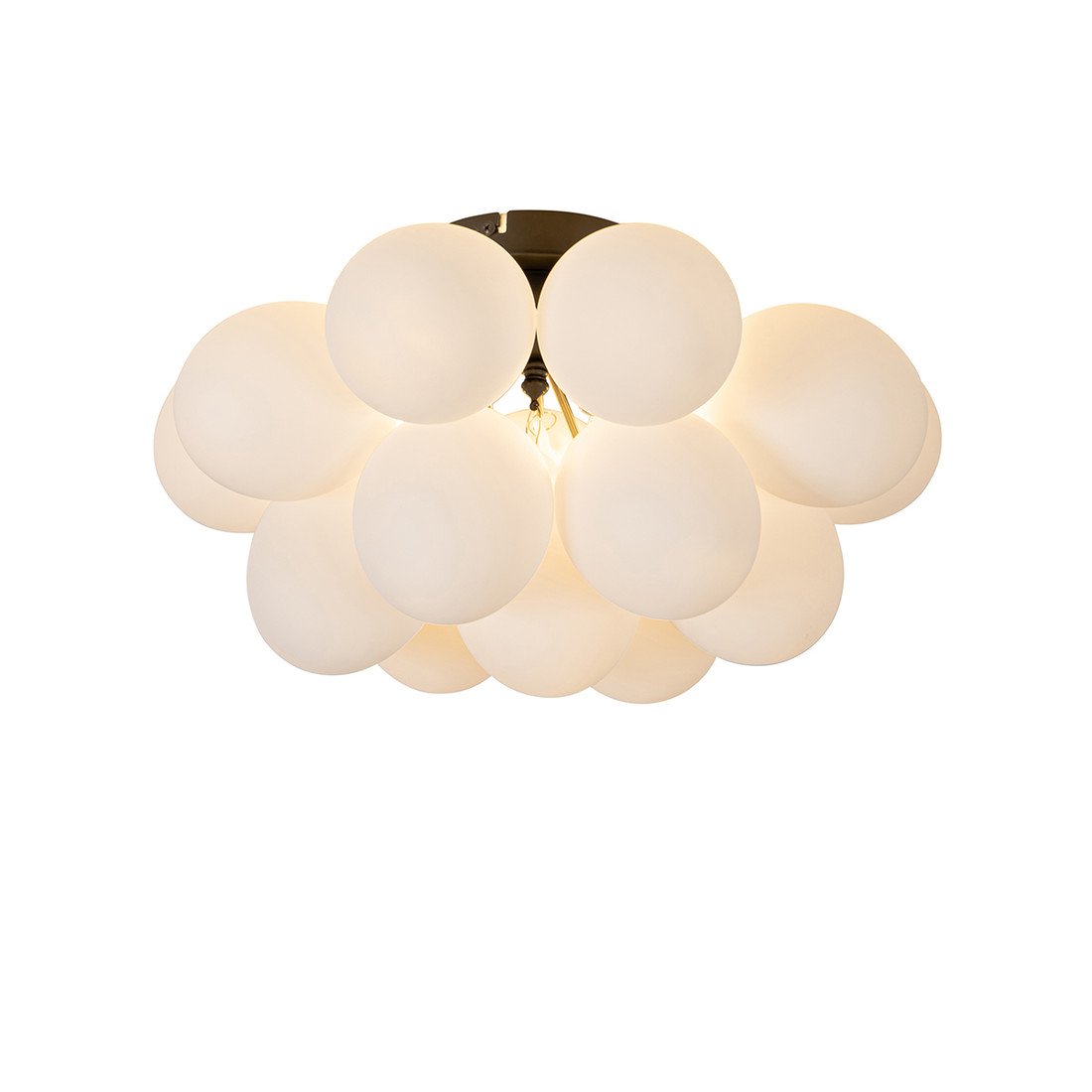 Art deco plafondlamp zwart met opaal glas 4-lichts - Uvas