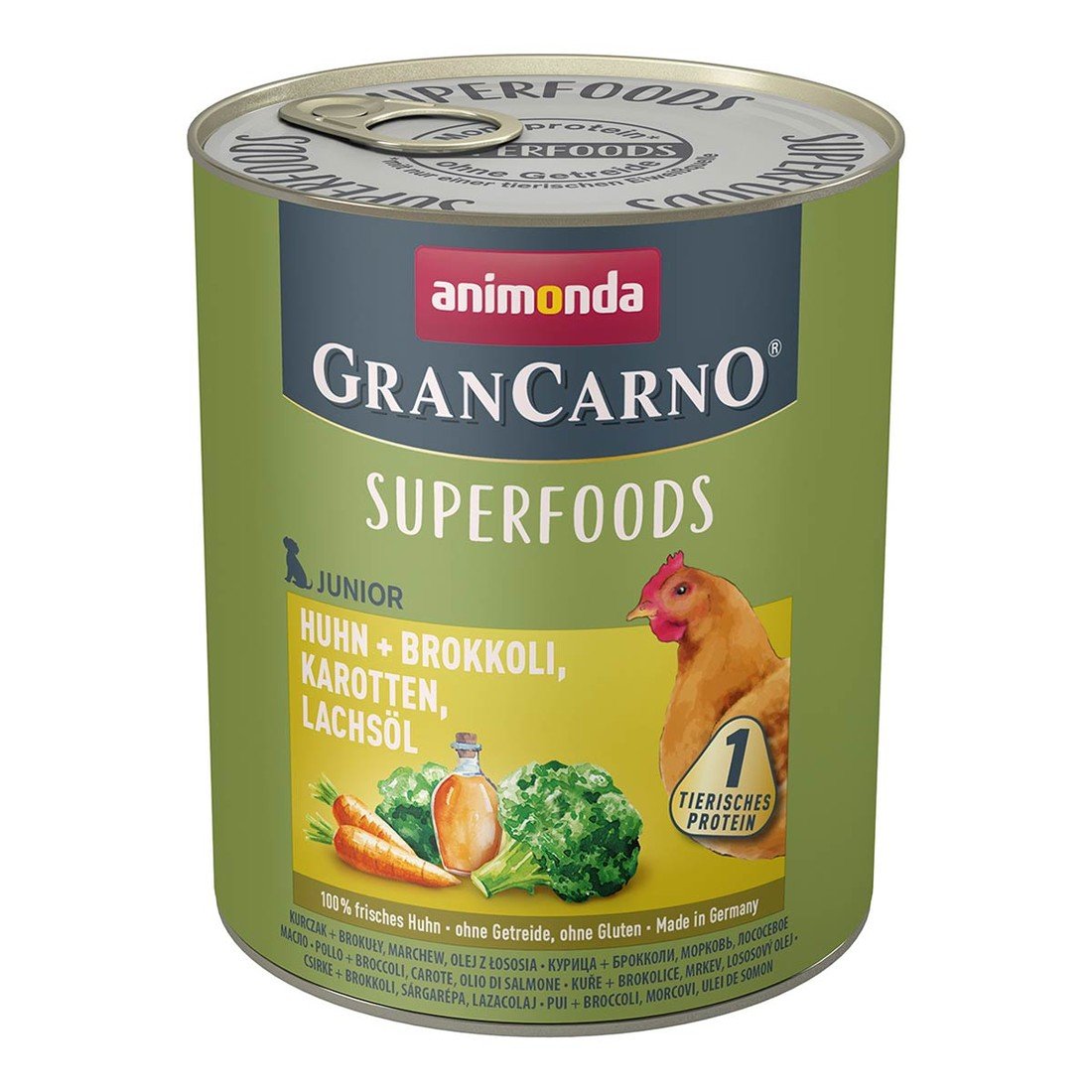 Animonda GranCarno Junior Superfoods 6 × 800 g - kuřecí + brokolice, mrkev, lososový olej