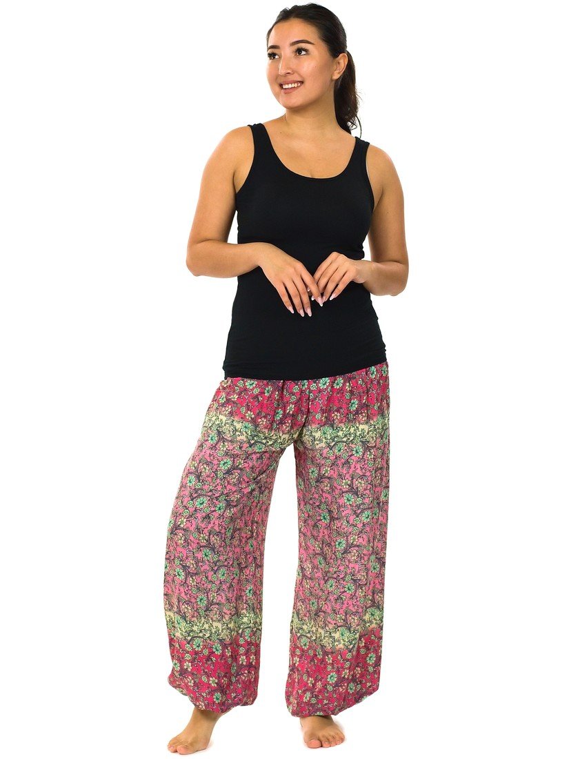 Himalife Kalhoty Paisley - růžová s tyrkysovou Velikost: S/M