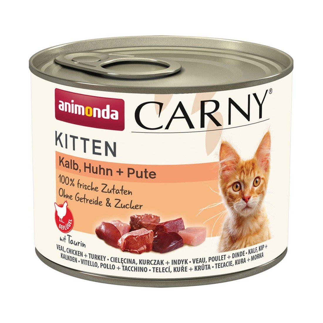 animonda Carny Kitten telecí, kuřecí a krůtí 12 × 200 g