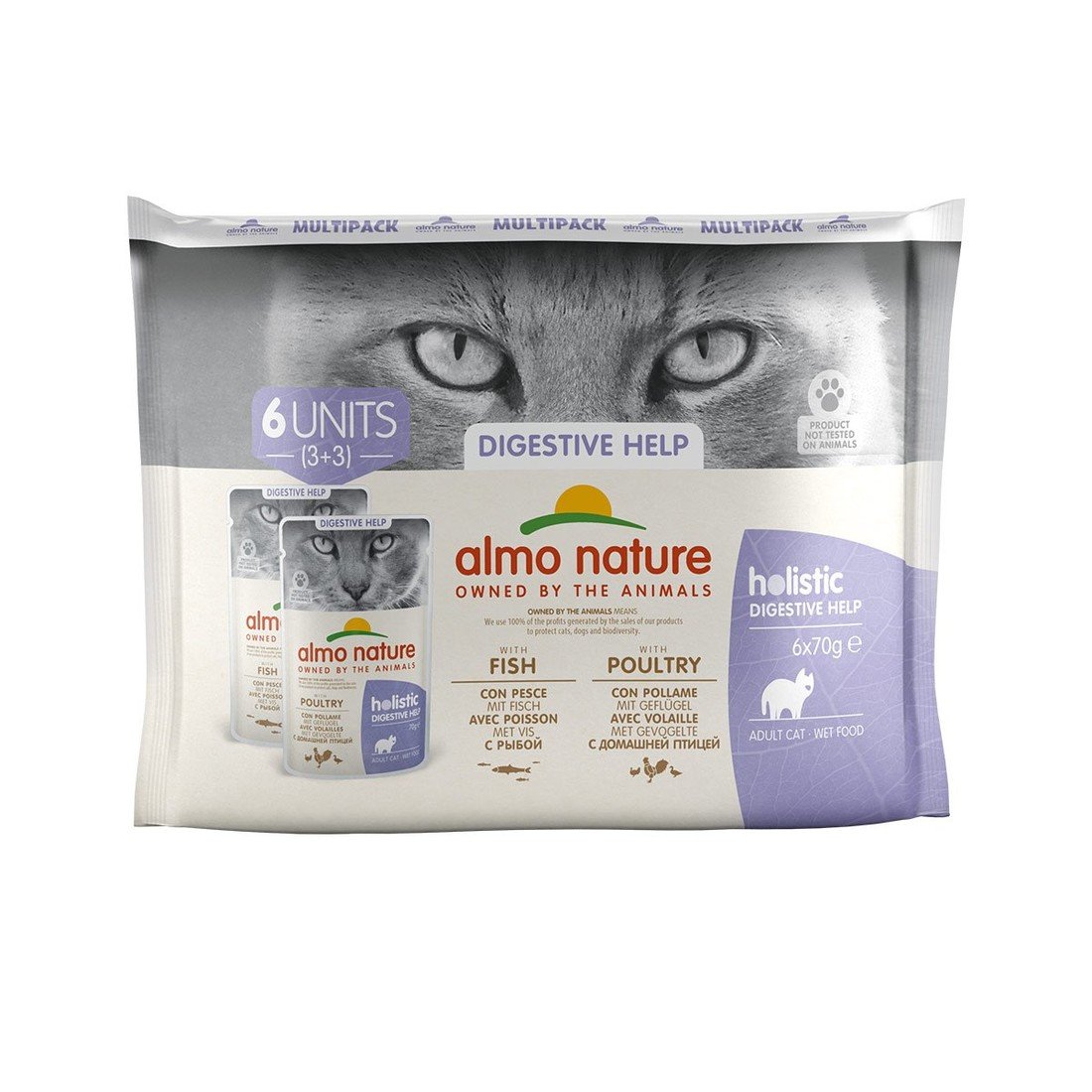 Almo Nature Holistic Digestive Help kombinované balení s rybami a drůbežím masem 2 × 6 × 70 g