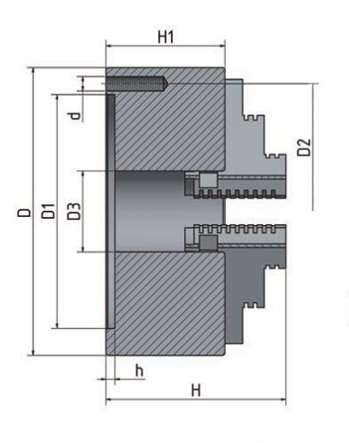 3-čelisťové sklíčidlo s centrickým upínáním O 125 mm