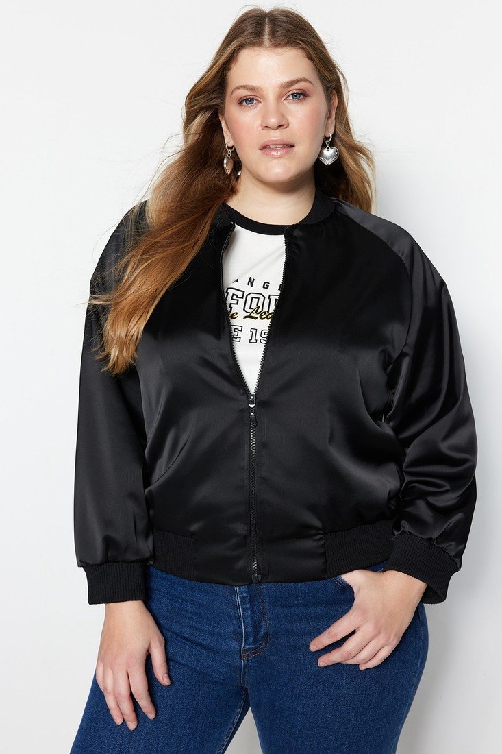 Trendyol Curve Plus Size Jacket - Black - Regular fit
