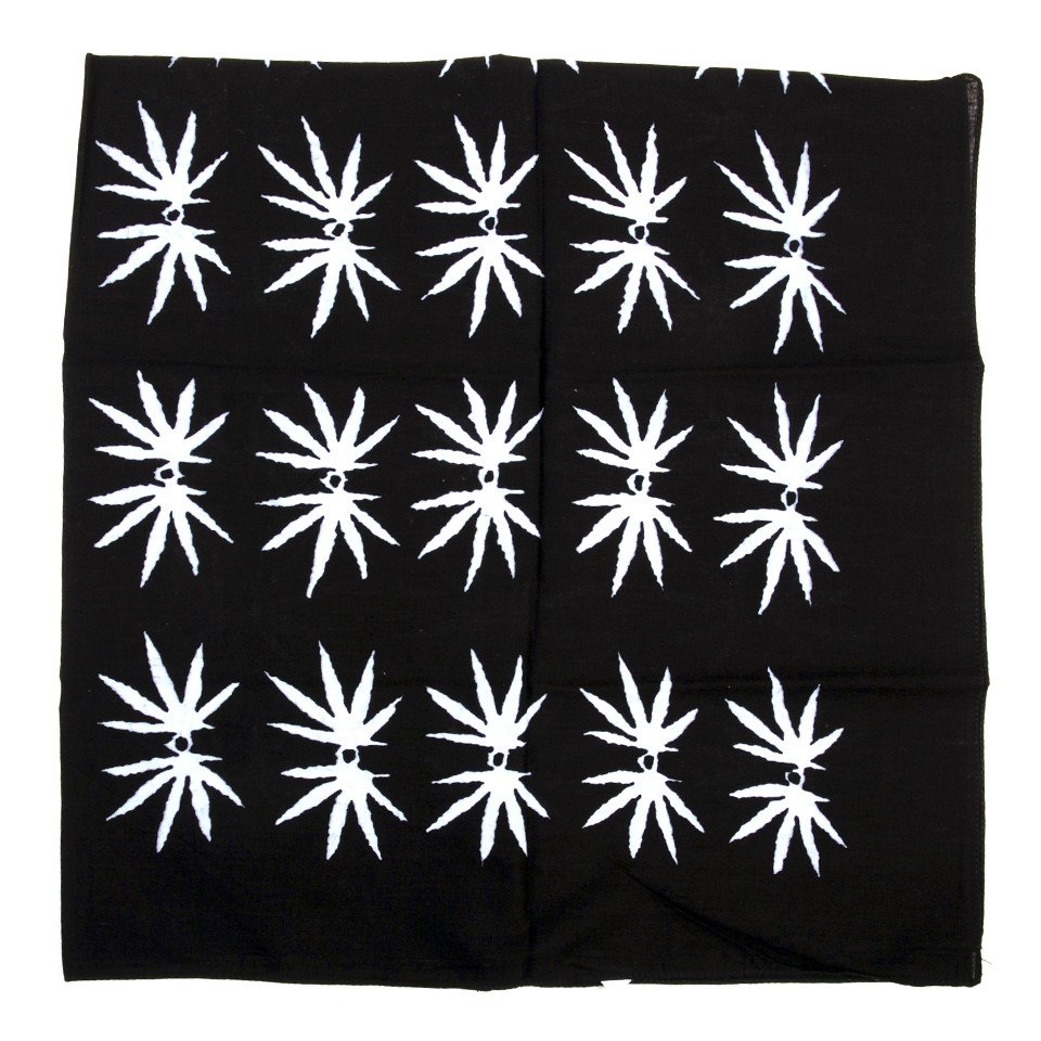 Šátek bandana Fosco Large Leaves - bílý