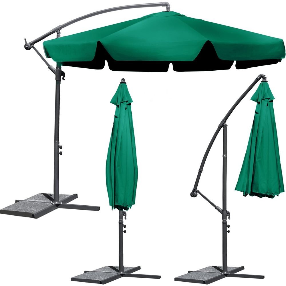 Plonos Zahradní deštník skládací 6 segmentů zelený 350 cm