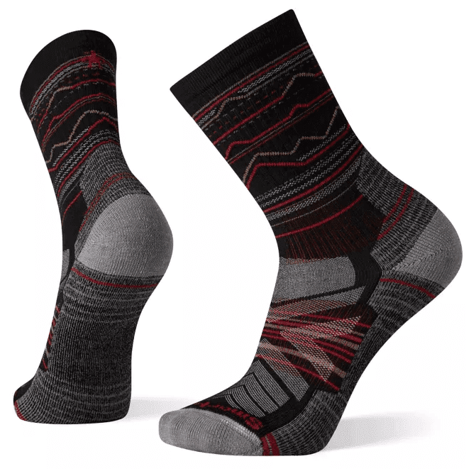 Ponožky Smartwool Hike Light Cushion Mountain Range Pattern Crew Socks Velikost ponožek: 38-41 / Barva: černá
