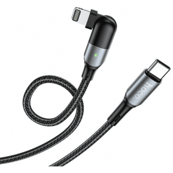 Data kabel HOCO U100 Orbit Power, USB-C/Lightning (PD), 20W, otočný konektor, 1,2 m, černá, HOCO 455139 6931474747860