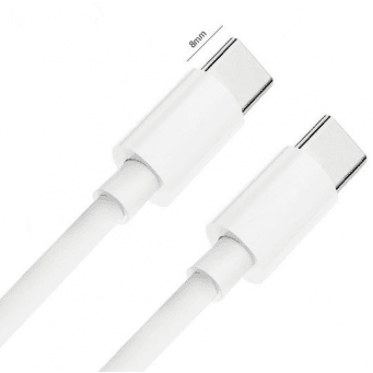 Data kabel USB-C/USB-C (PD), 3A, 60W, 1m, bílá (dlouhý konektor 8mm) Ostatní 470965 5903396127199