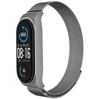 Řemínek náhradní pro Xiaomi Mi Band 5 / 6 / 7 METAL, šedá Ostatní 474273 5903396186042