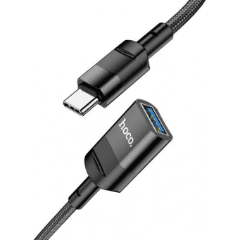 Adapter OTG HOCO U107 z USB na USB-C konektor, prodloužený 1,2m, černá HOCO 472683 6931474761934