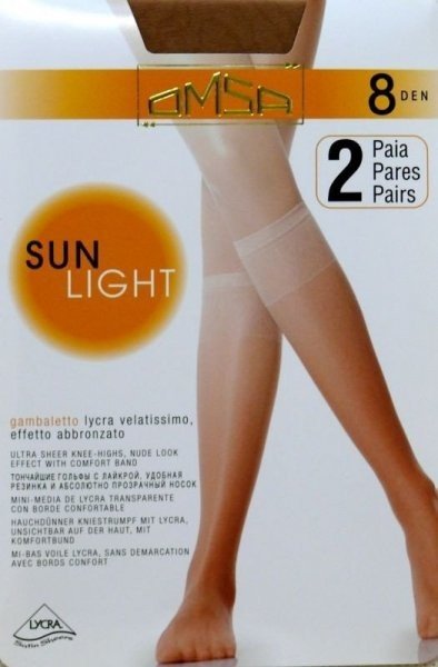 Omsa| Sun Light 8 den A`2 2-pack podkolenky  Univerzální sierra/odstín béžové