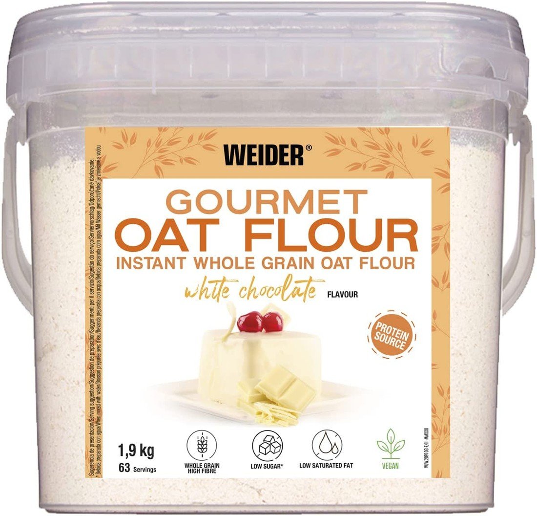 Weider Gourmet Oat Flour 1,9 kg, instantní celozrnná ovesná mouka, Bílá čokoláda