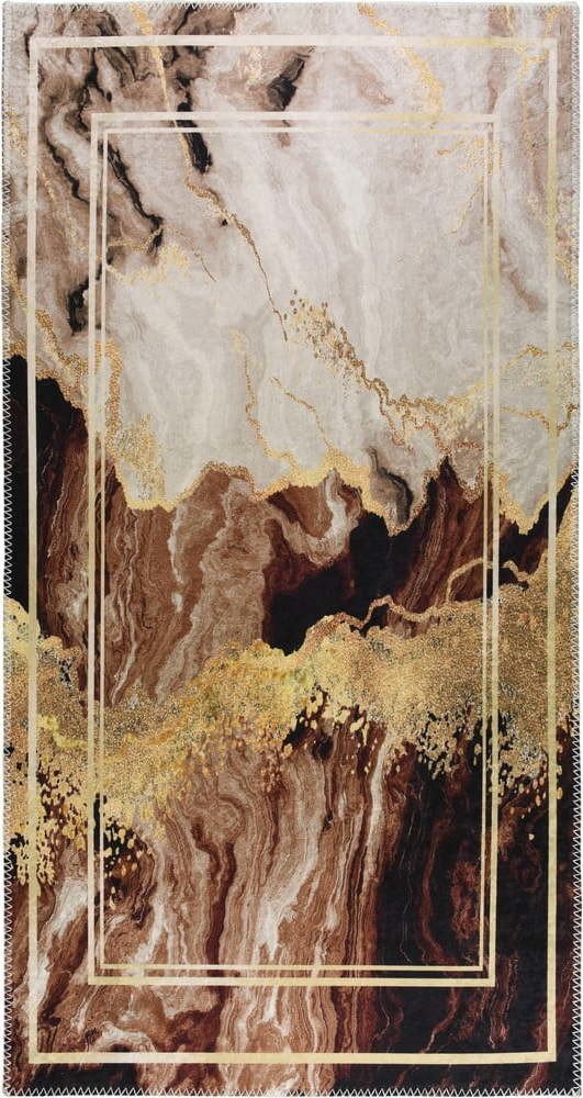 Hnědo-krémový pratelný koberec 50x80 cm – Vitaus