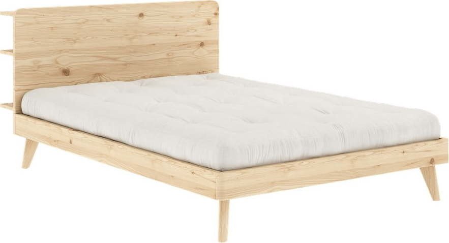 Dvoulůžková postel s roštem 140x200 cm v přírodní barvě Retreat – Karup Design