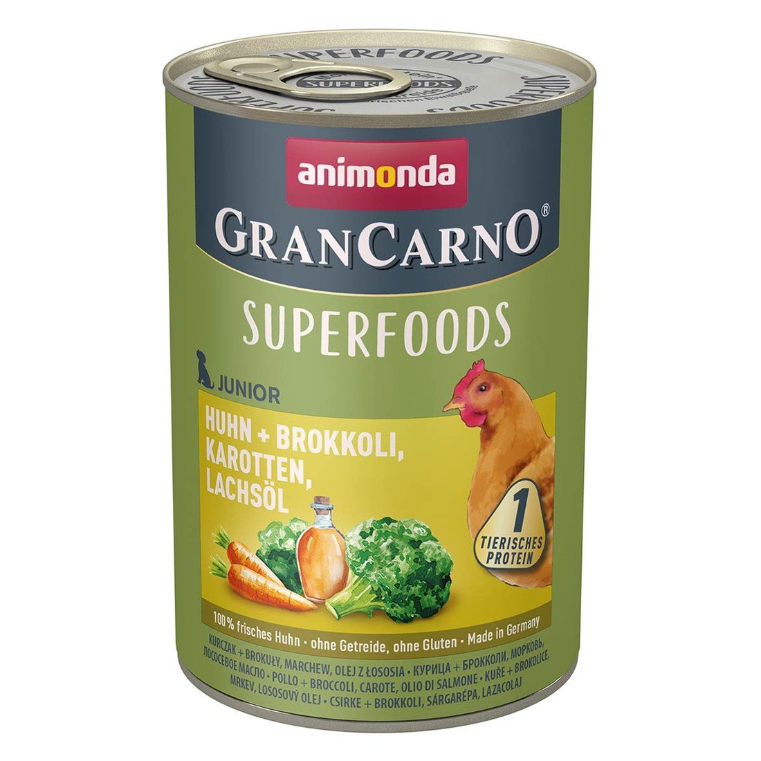 Animonda GranCarno Junior Superfoods 6 × 400 g - kuřecí + brokolice, mrkev, lososový olej