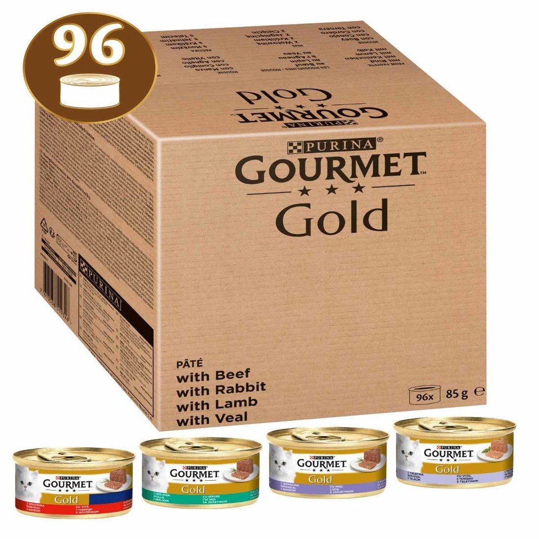 96 x 85 g Gourmet Gold za skvělou cenu!  - Kolekce v omáčce: hovězí, kuřecí a játra, losos a tuňák, krůtí a kachní