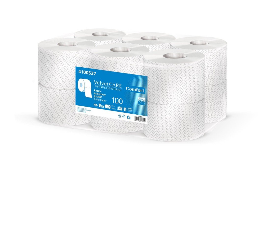 Toaletní papír jumbo Velvet Professional - 2vrstvý, celulóza, 18 cm, 12 rolí