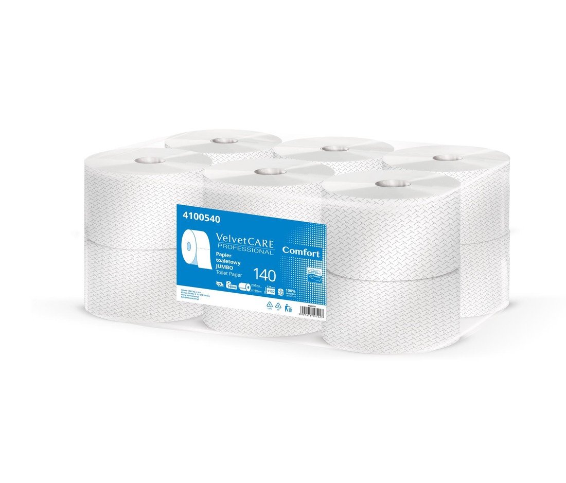 Toaletní papír jumbo Velvet Professional - 2vrstvý, celulóza, 19 cm, 12 rolí
