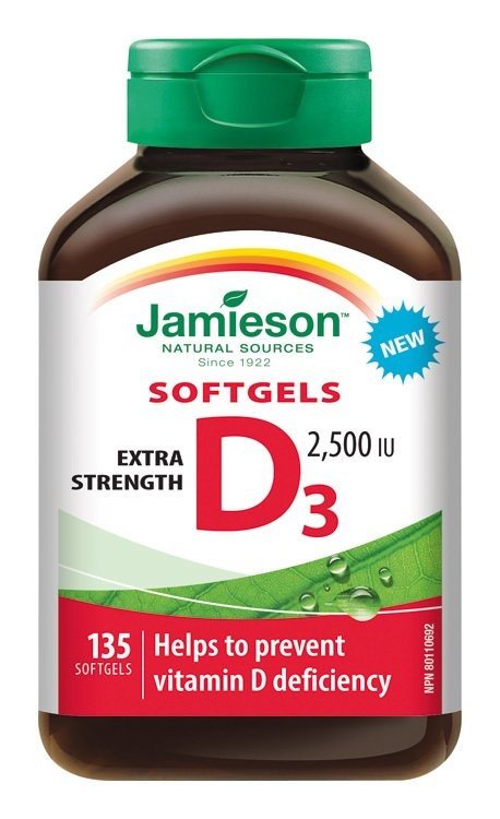Jamieson Vitamín D3, 2500 IU 135 kapslí