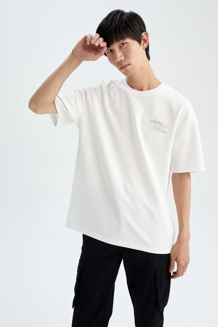 DEFACTO Boxy Fit Crew Neck Printed T-Shirt