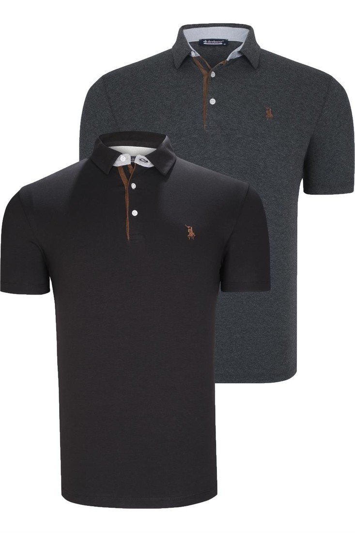 DUAL SET T8582 DEWBERRY MENS T-SHIRT-BLACK-ANTHRACITE