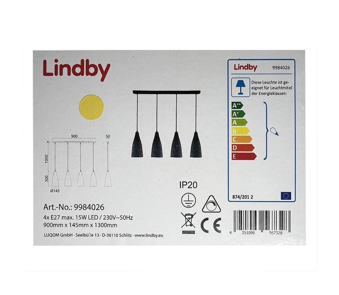 Lindby Lindby - Lustr na lanku SANNE 4xE27/15W/230V
