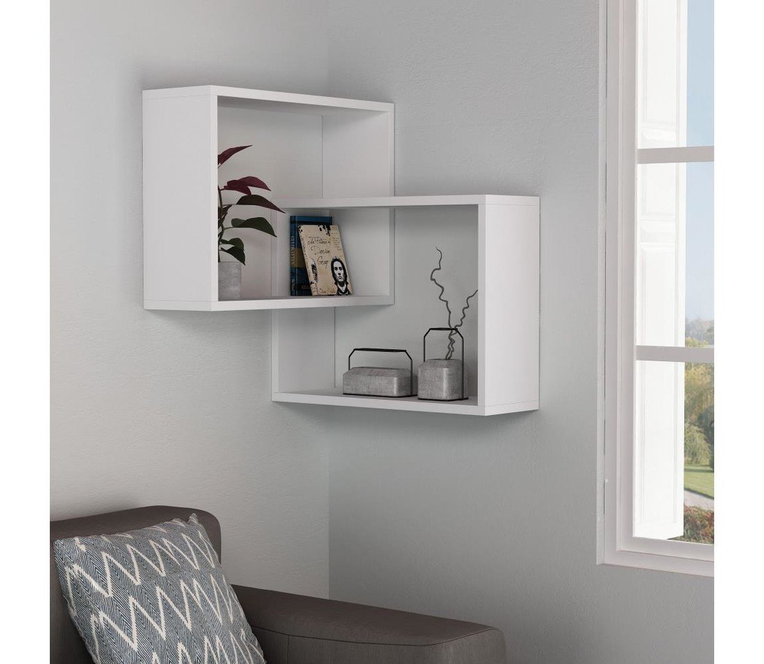 Rohová nástěnná police RING 68x68 cm bílá