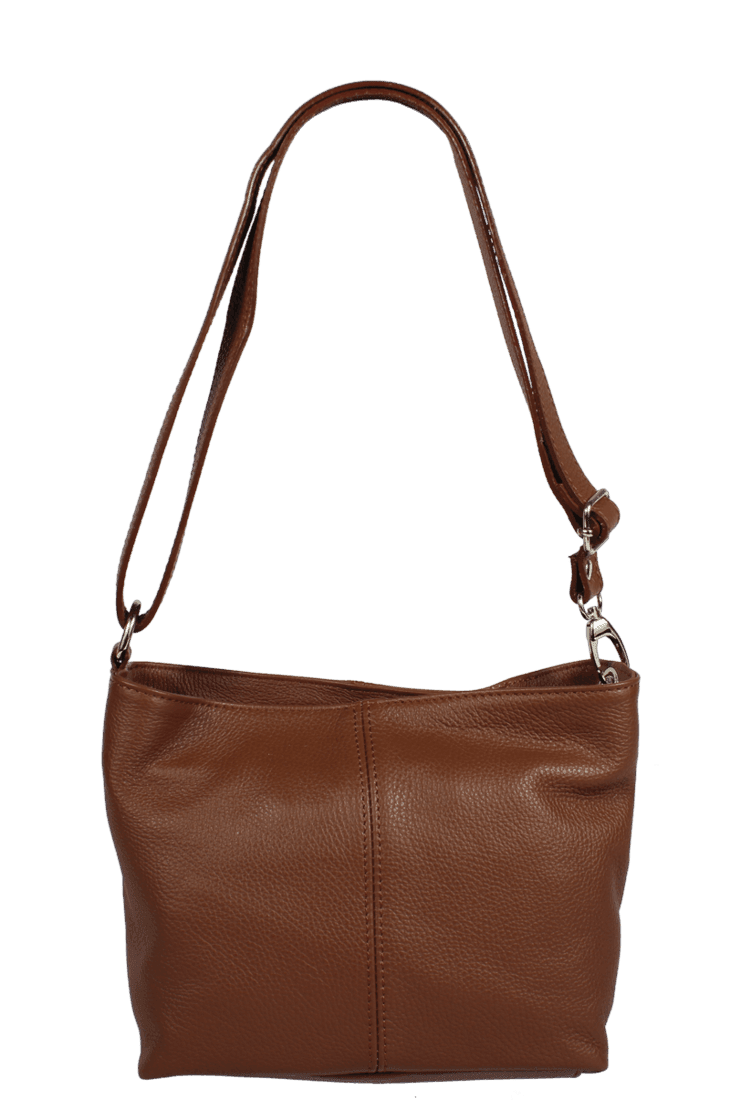 Hnědá kožená kabelka Batilda Marrone Scura
