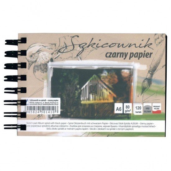 Kreska Skicák v deskách A6 - černý - 120 listů - 80 g/m² - 501410